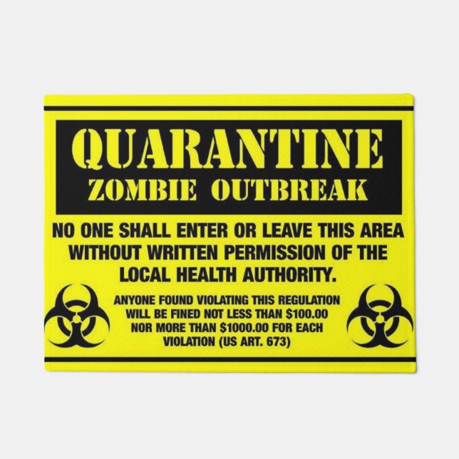 Quarantine Zombie Zone Doormat (Front)