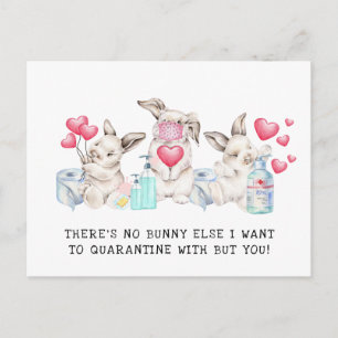 Quarantined With You   Cute Valentine Bunnies Holiday Postcard