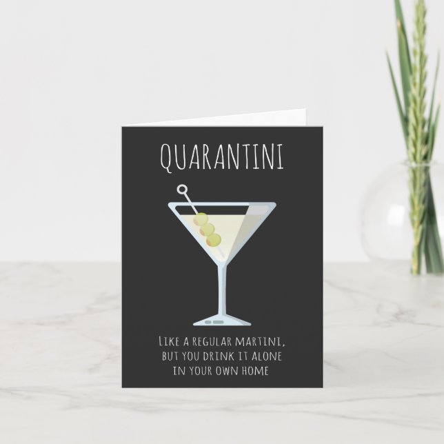 Quarantini Martini Funny Social Distancing Card (Front)