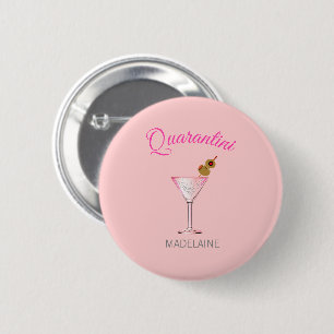 Quarantini Personal Cocktail Glass Pink 6 Cm Round Badge