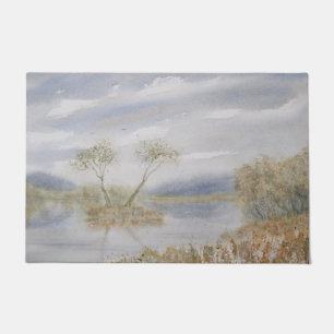 Quarrelling Trees Island Watercolor Landscape Doormat