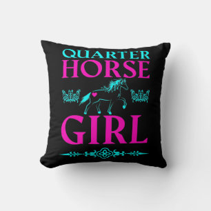 Quarter Horse Girl in Aqua and Pink Cushion