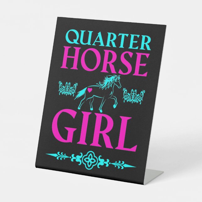 Quarter Horse Girl in Aqua and Pink    Pedestal Sign (Front)