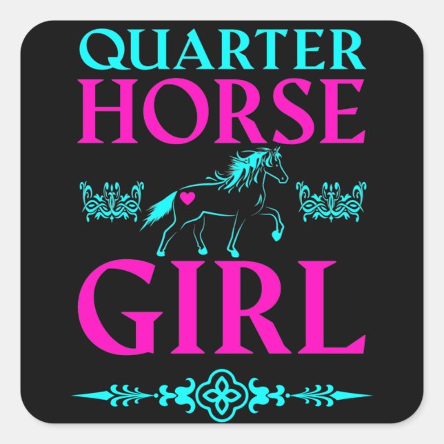 Quarter Horse Girl in Aqua and Pink  Square Sticker (Front)