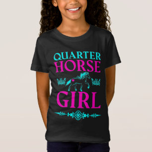 Quarter Horse Girl in Aqua and Pink T-Shirt