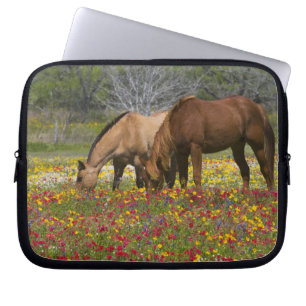 Quarter Horse in field of wildflowers near Cuero Laptop Sleeve