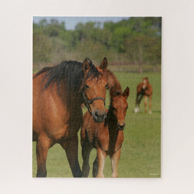 Quarter Horse Mare and Foal Standing Jigsaw Puzzle (Vertical)