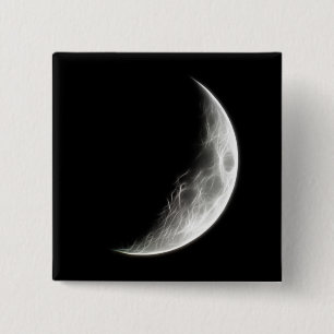 Quarter Moon Lunar Planet Globe 15 Cm Square Badge