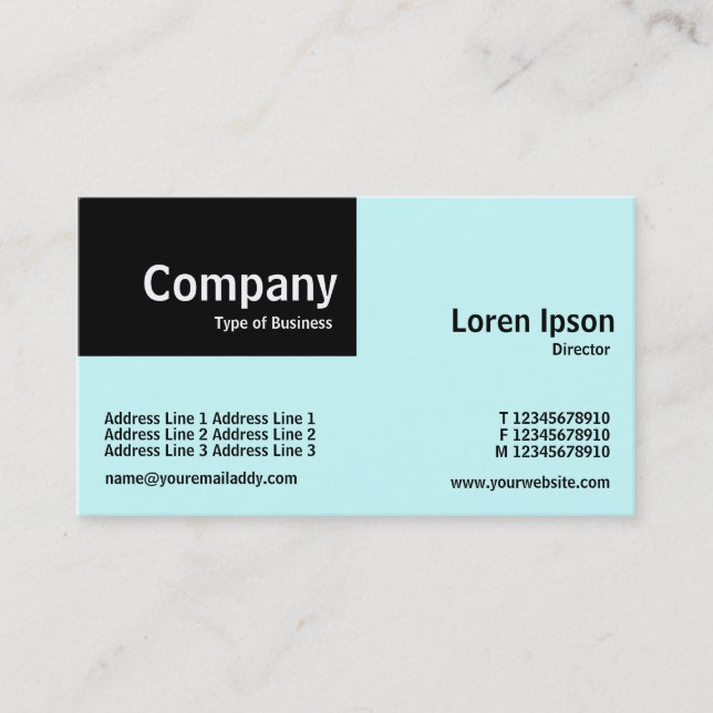 Quarter Patch - Black and Light Blue (CCFFFF) Business Card (Front)