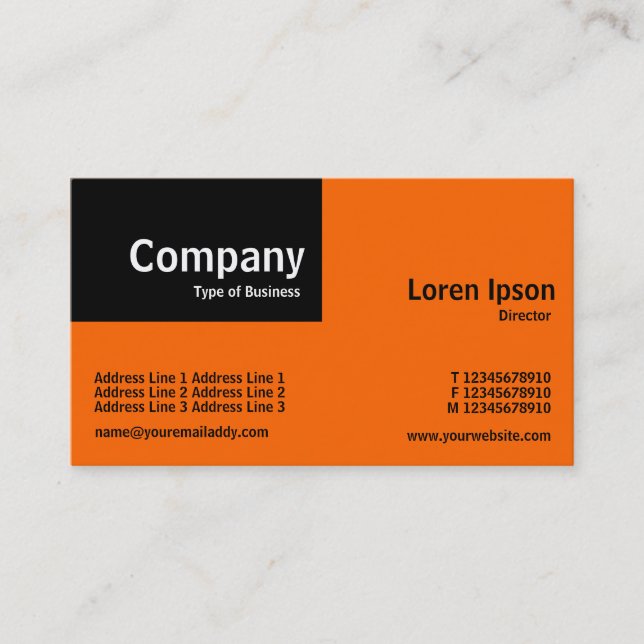 Quarter Patch - Black and Orange (FF6600) Business Card (Front)