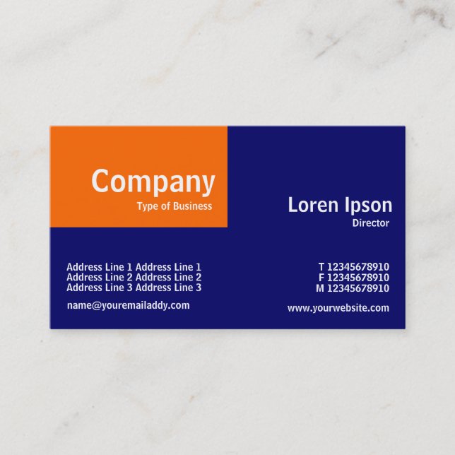 Quarter Patch - Orange and Dark Blue (000066) Business Card (Front)