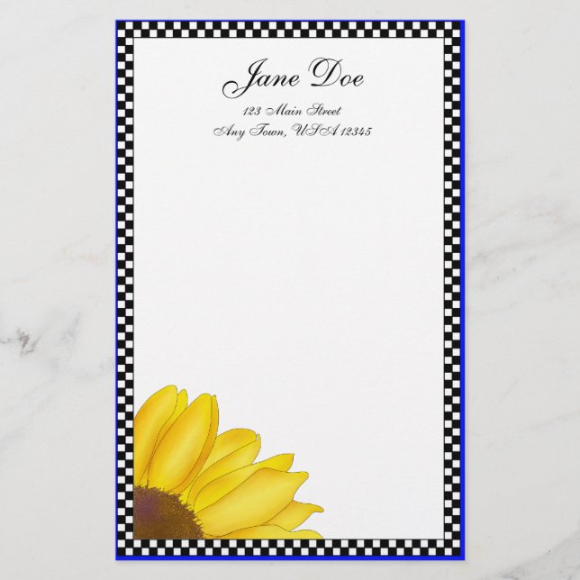 Quarter Sunflower Stationery (Front)