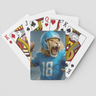 Quarterback #18 Lion Football Player Playing Cards