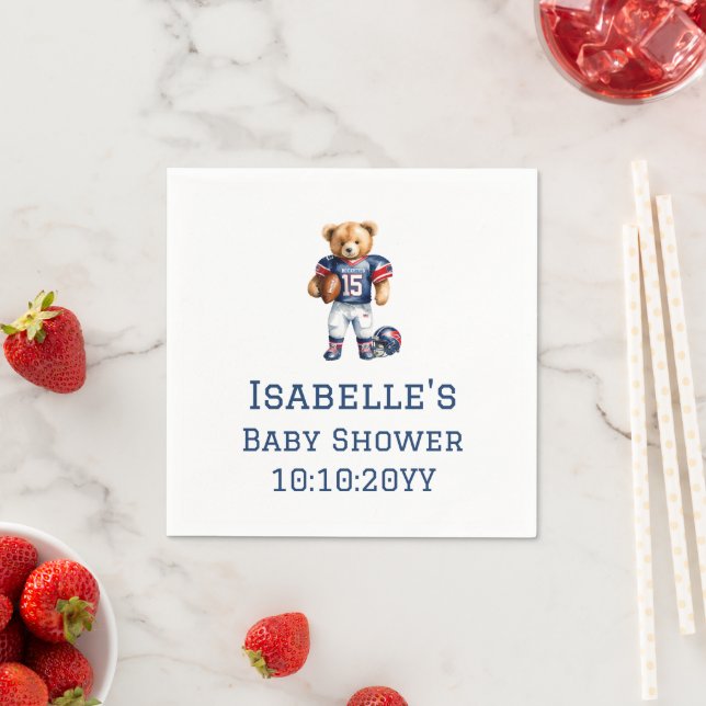 Quarterback Football Teddy Bear Baby Shower  Napkin (Insitu)