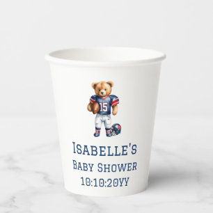 Quarterback Football Teddy Bear Baby Shower Paper Cups