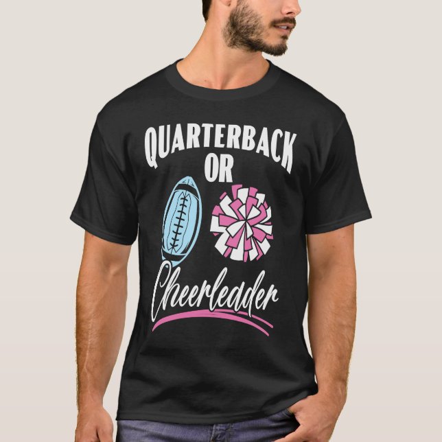 Quarterback Or Cheerleader Baby Announcement Gende T-Shirt (Front)