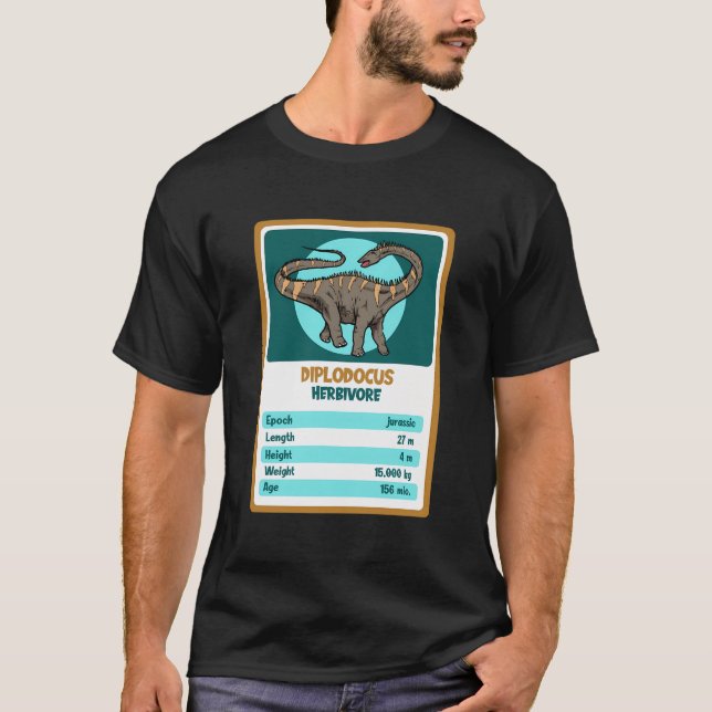 Quartet Card Diplodocus Dinosaur Fact T-Shirt (Front)
