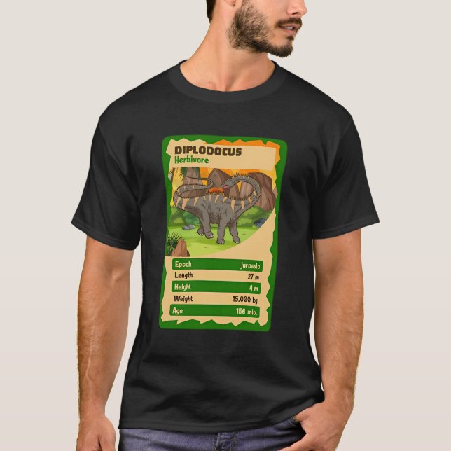 Quartet Card Diplodocus Dinosaur Fact T-Shirt (Front)