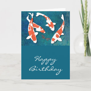 Quartet of Orange & White Kohaku Koi Card