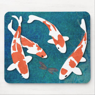 Quartet of Orange & White Kohaku Koi Mouse Pad