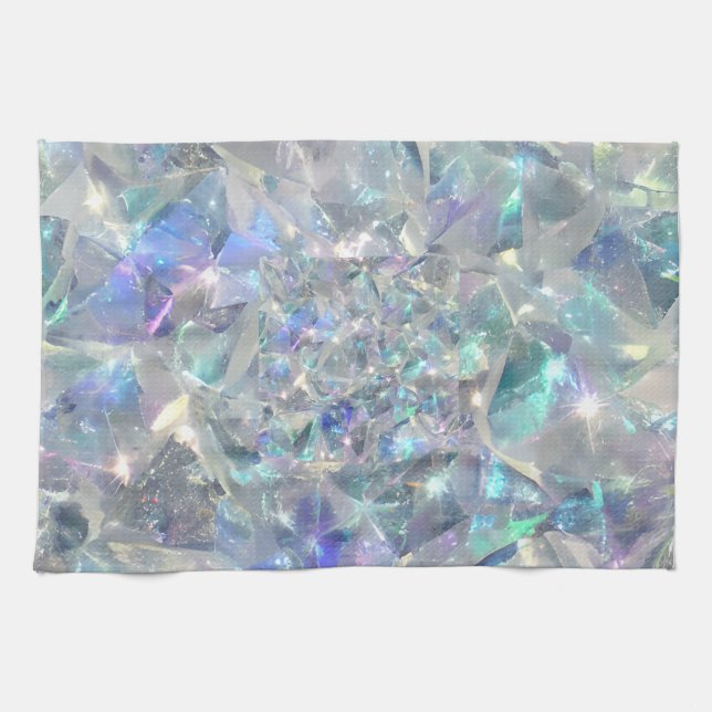Quartz Crystal Sparkly Pattern Tea Towel (Horizontal)