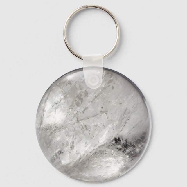 quartz crystal zen love healing stone sparkles key ring (Front)