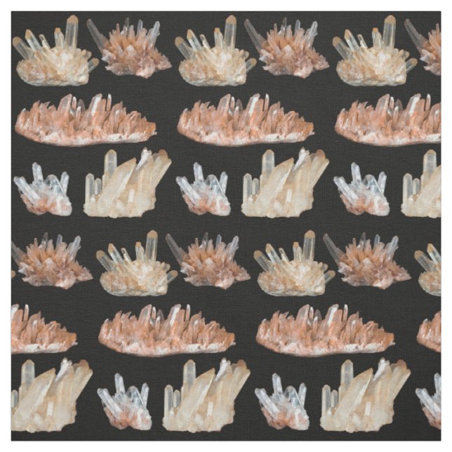 Quartz crystals gemstone rocks geology picture fabric (Swatch)