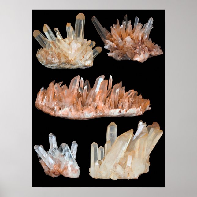 Quartz crystals gemstone rocks poster (Front)