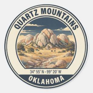 Quartz Mountains Oklahoma Vintage Hiking Badge Classic Round Sticker