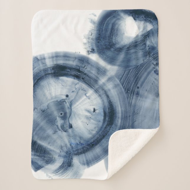 Quasars - Inky Blue Circles Sherpa Blanket (Front)