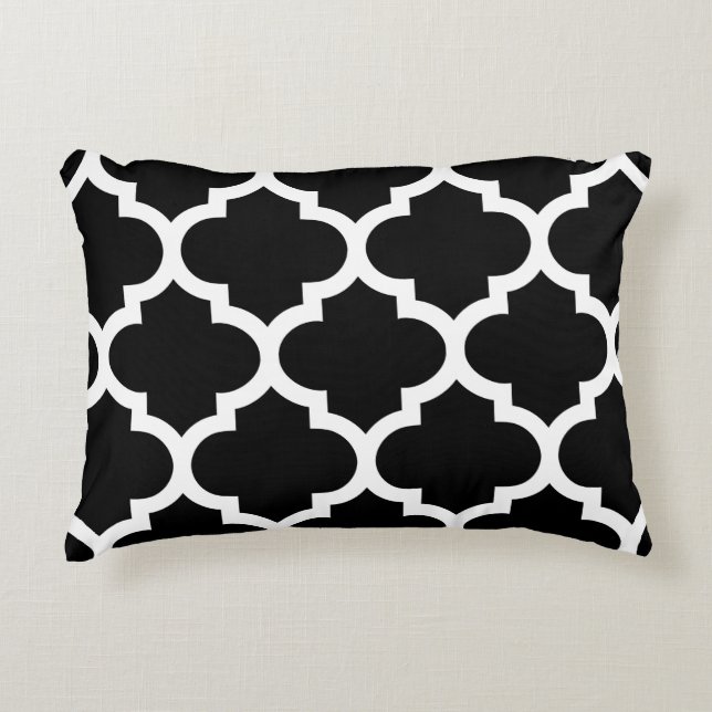 Quatrefoil Accent Pillow - Black and White Design (Front)