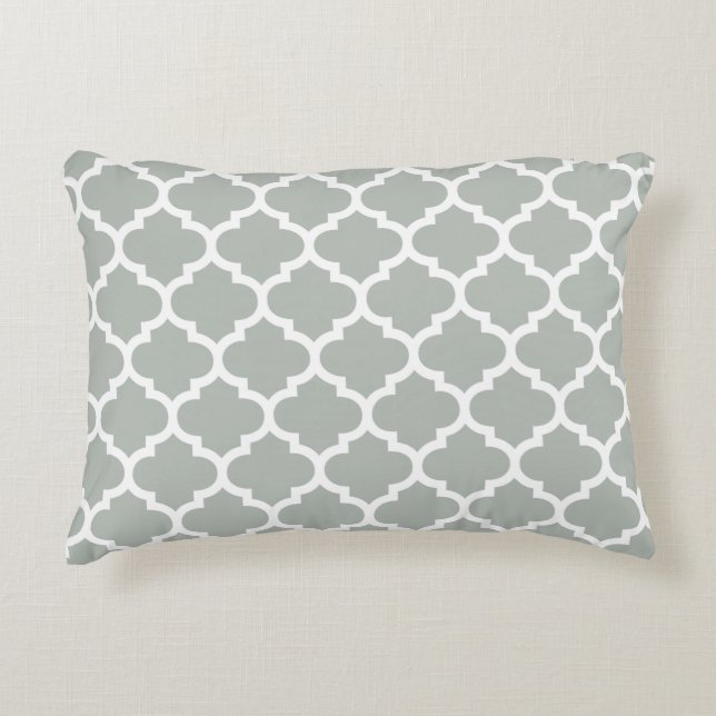 Quatrefoil Accent Pillow - Silver Grey Pattern (Front)