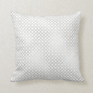 Quatrefoil Art Deco White Delicate Geometric Glam Cushion