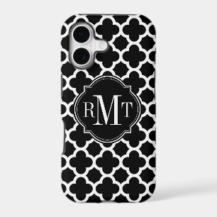 Quatrefoil Black and White Pattern Monogram