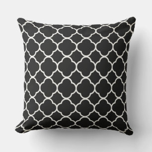 Quatrefoil Black White Lattice Prints Custom Colou Cushion