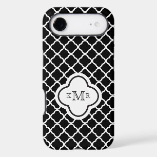 Quatrefoil Black White Pattern Stylish Monogram