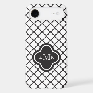 Quatrefoil Black White Pattern Stylish Monogram