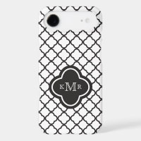Quatrefoil Black White Pattern Stylish Monogram