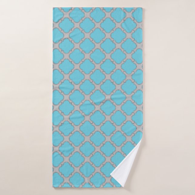 Quatrefoil blue and grey bath towel (Bath Towel)