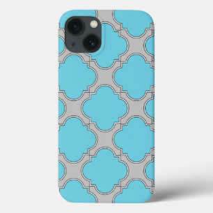 Quatrefoil blue and grey Case-Mate iPhone case