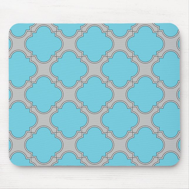 Quatrefoil blue and grey mouse pad (Front)