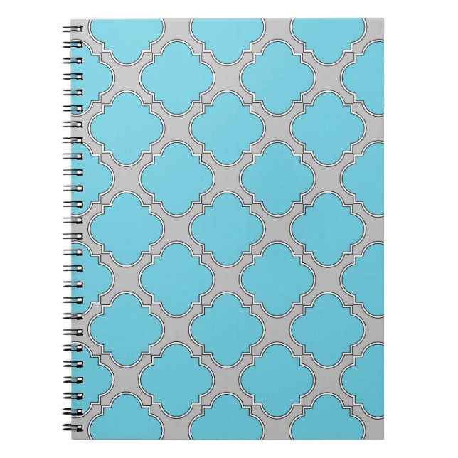 Quatrefoil blue and grey notebook (Front)