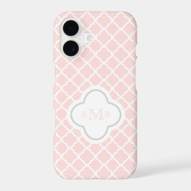 Quatrefoil Blush Pink Pattern Stylish Monogram (Back)