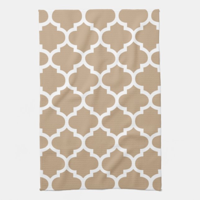 Quatrefoil Camel Brown Kitchen Towels (Vertical)
