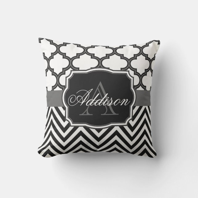 Quatrefoil Chevron Monogram Cushion (Front)