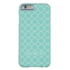 Quatrefoil clover pattern blue teal 3 monogram