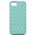 Quatrefoil clover pattern blue teal 3 monogram