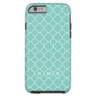 Quatrefoil clover pattern blue teal 3 monogram