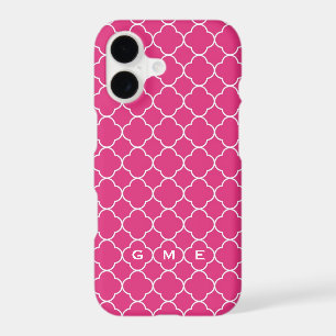 Quatrefoil clover pattern hot pink 3 monogram