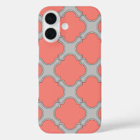 Quatrefoil coral and grey
